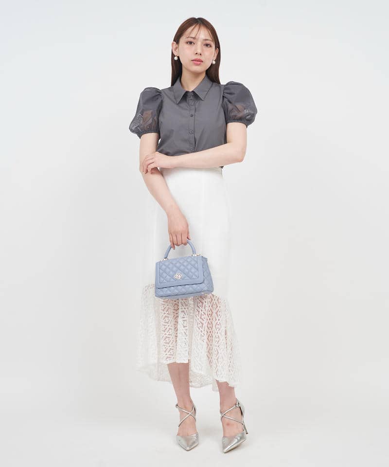 パフスリチュールシャツブラウス 詳細画像 グレー 8