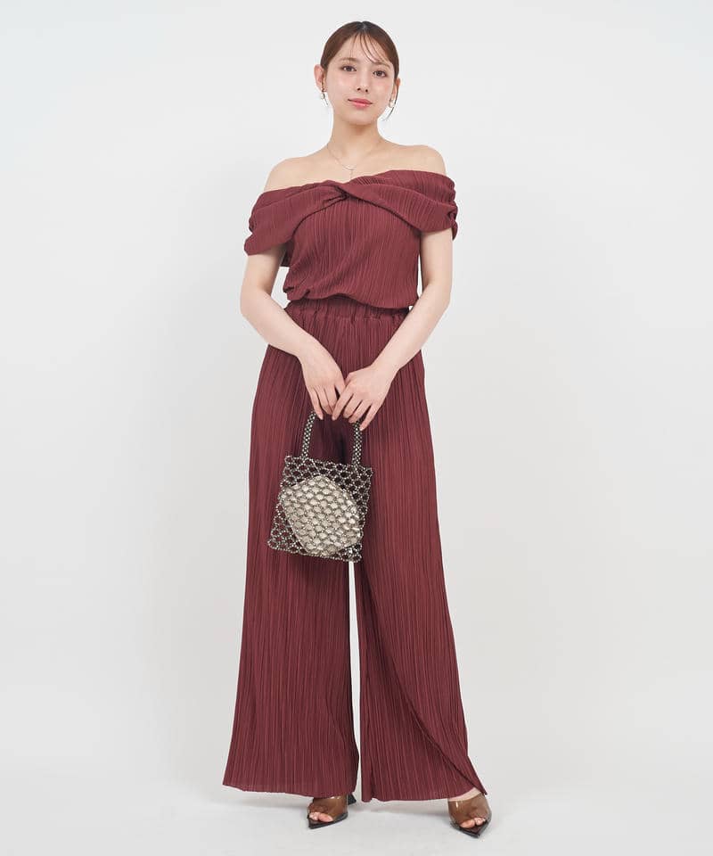 カットプリーツオフショルダートップス 詳細画像 ボルドー 7