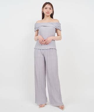 カットプリーツワイドパンツ