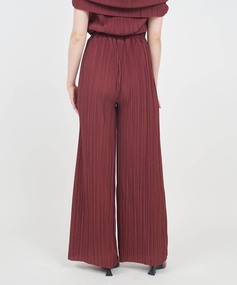 カットプリーツワイドパンツ 詳細画像 ボルドー 3