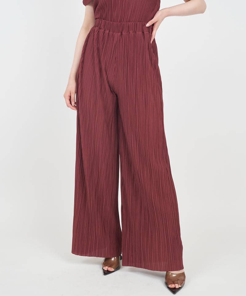 カットプリーツワイドパンツ 詳細画像 ボルドー 6