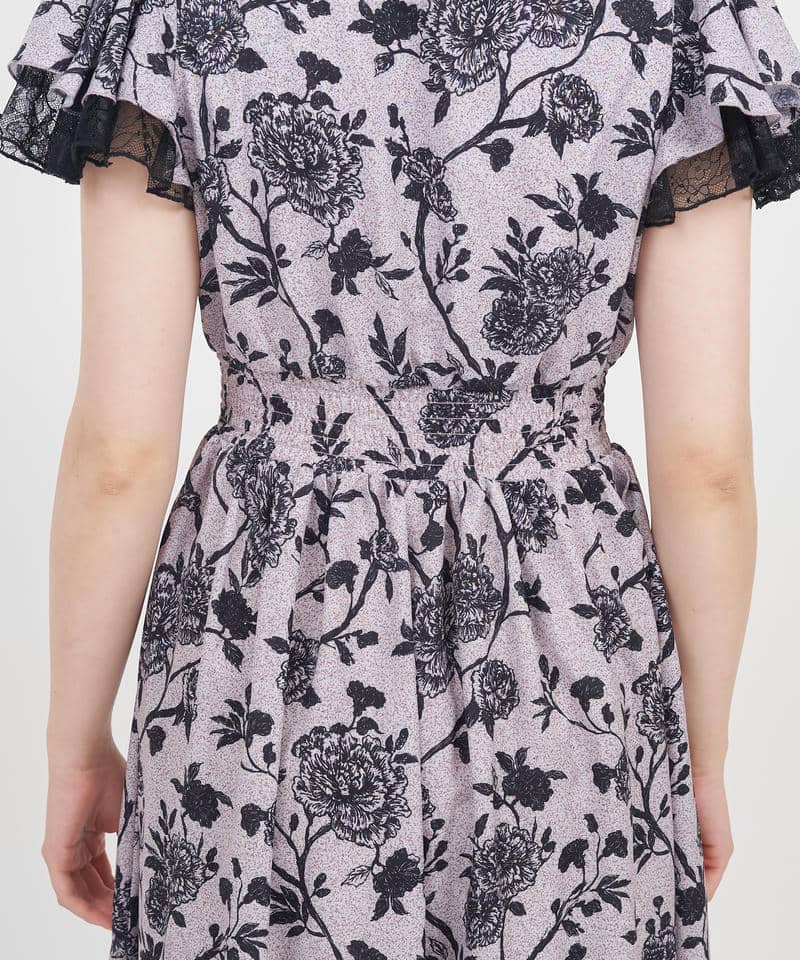 オリジナル花柄ロングフレアワンピース 詳細画像 ベージュ 7