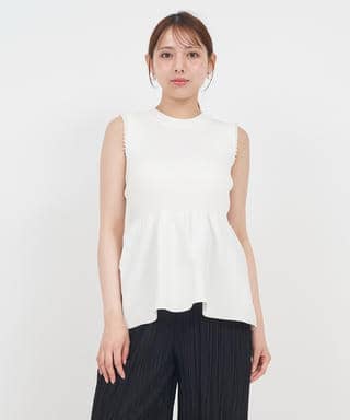 プチパールぺプラムニットトップス