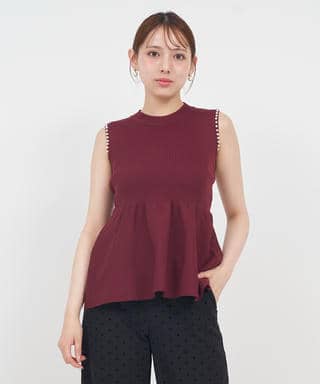 プチパールぺプラムニットトップス