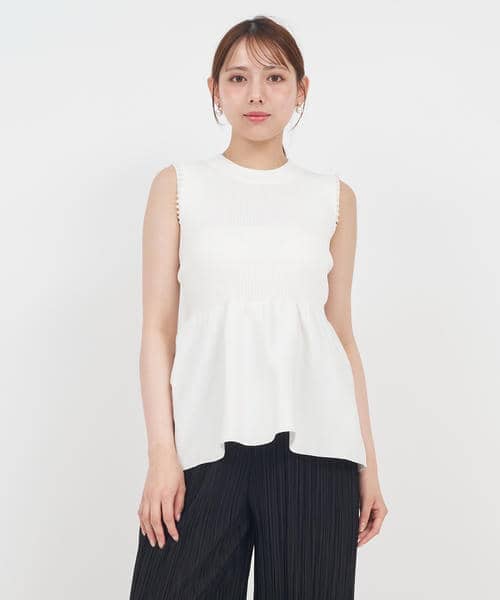 プチパールぺプラムニットトップス 詳細画像