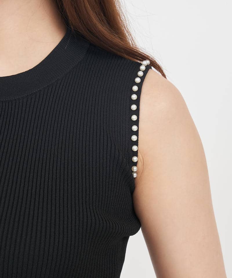 プチパールぺプラムニットトップス 詳細画像 ブラック 5