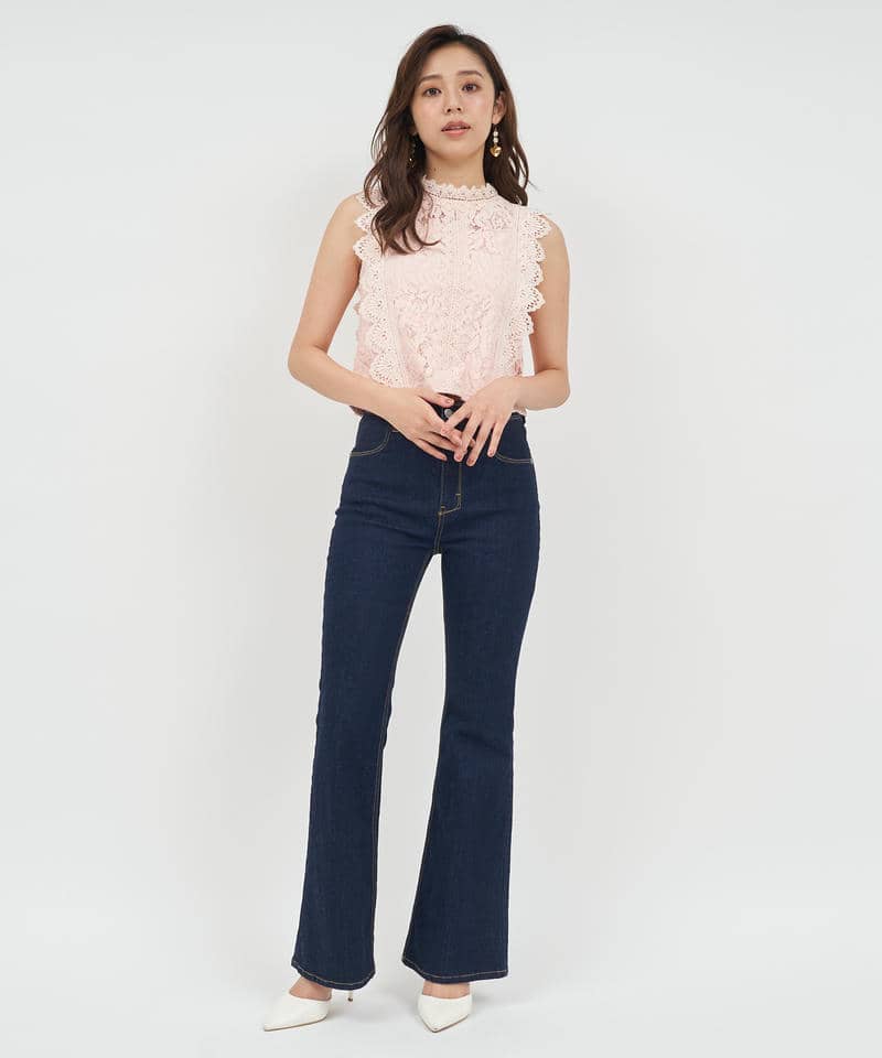 レースノースリーブカットトップス 詳細画像 ピンク 2