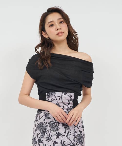 アシンメトリードレープカットトップス 詳細画像