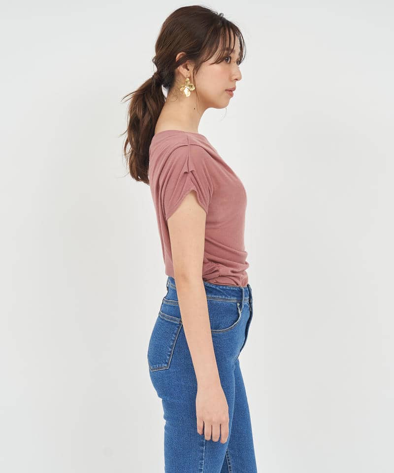 アシンメトリードレープカットトップス 詳細画像 ピンク 2