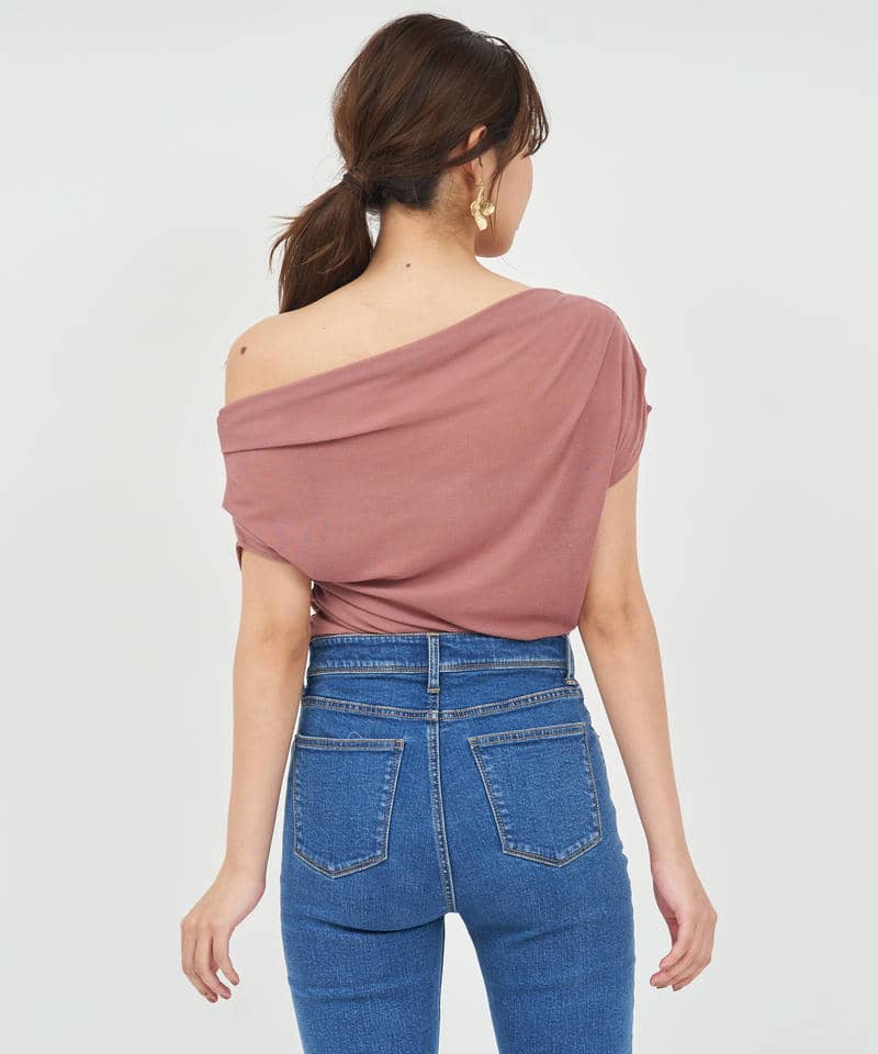 アシンメトリードレープカットトップス 詳細画像 ピンク 3
