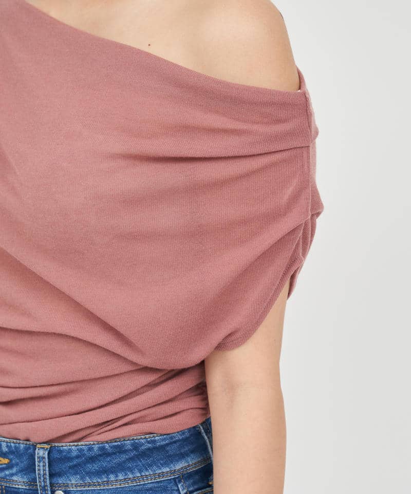 アシンメトリードレープカットトップス 詳細画像 ピンク 7