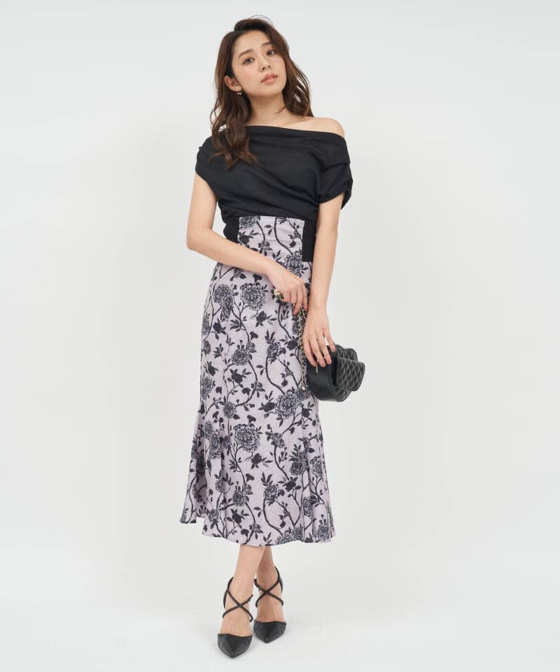 アシンメトリードレープカットトップス 詳細画像 ブラック 2