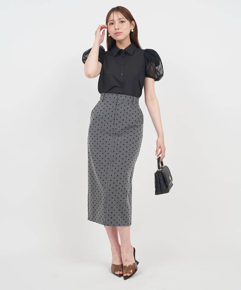 スリットファスナードットタイトスカート 詳細画像 グレー 4