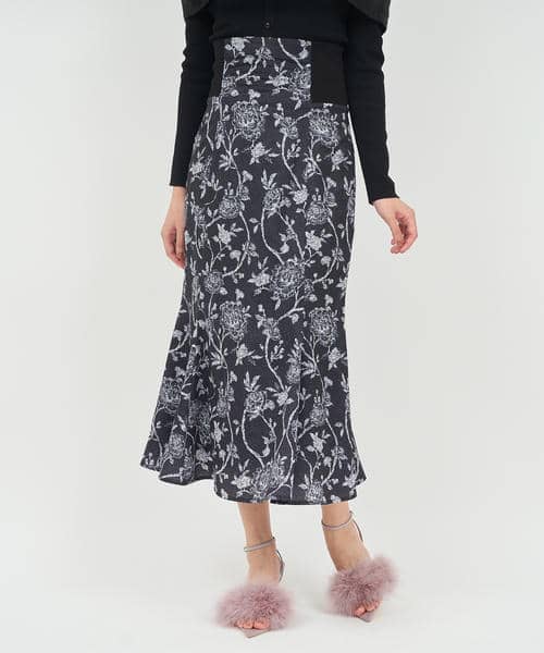 オリジナル花柄ハイウエストマーメイドスカート 詳細画像