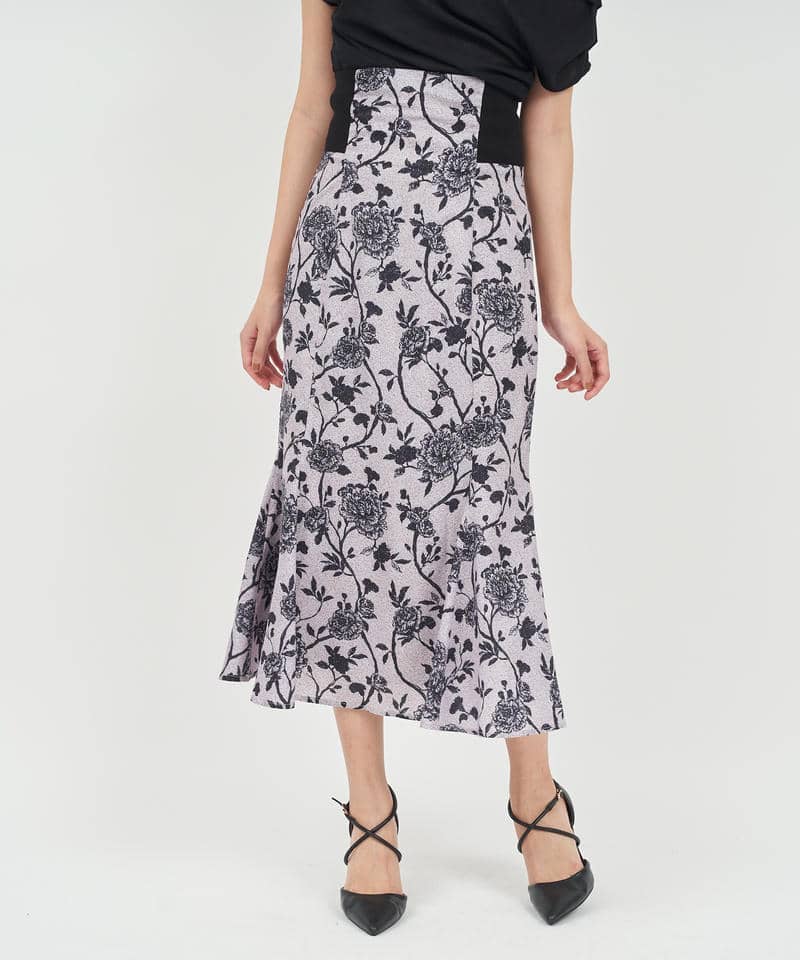 オリジナル花柄ハイウエストマーメイドスカート 詳細画像 ベージュ 7