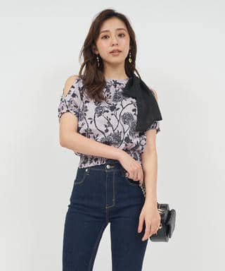 オリジナル花柄パフスリーブブラウス