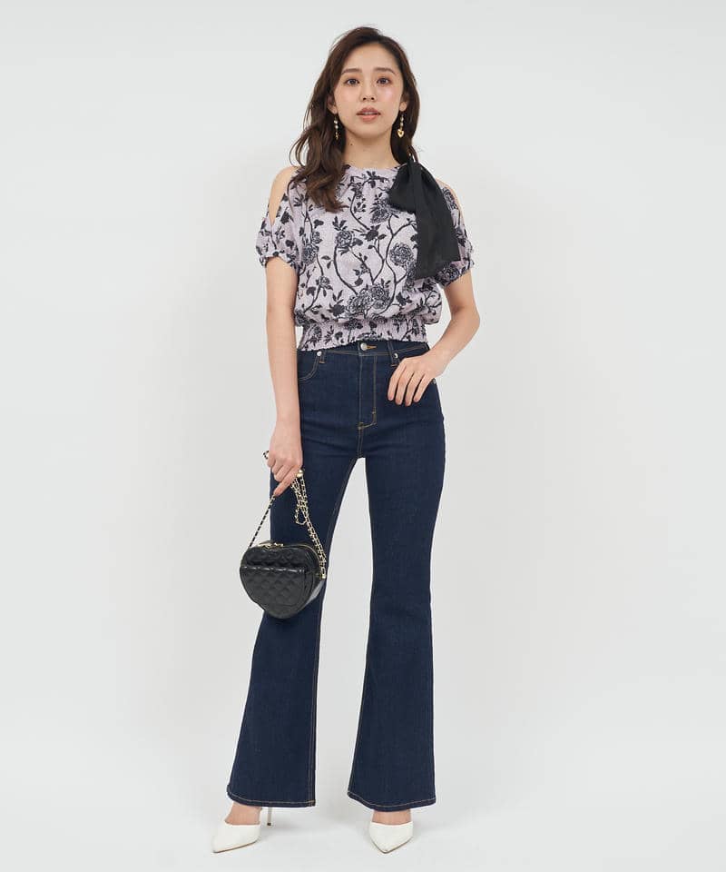 オリジナル花柄パフスリーブブラウス 詳細画像 ベージュ 10