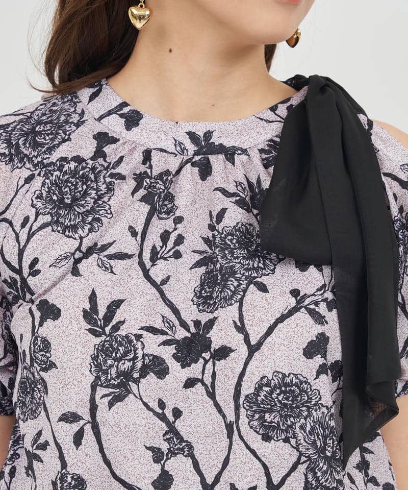 オリジナル花柄パフスリーブブラウス 詳細画像 ベージュ 4