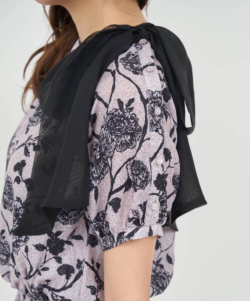 オリジナル花柄パフスリーブブラウス 詳細画像 ベージュ 8