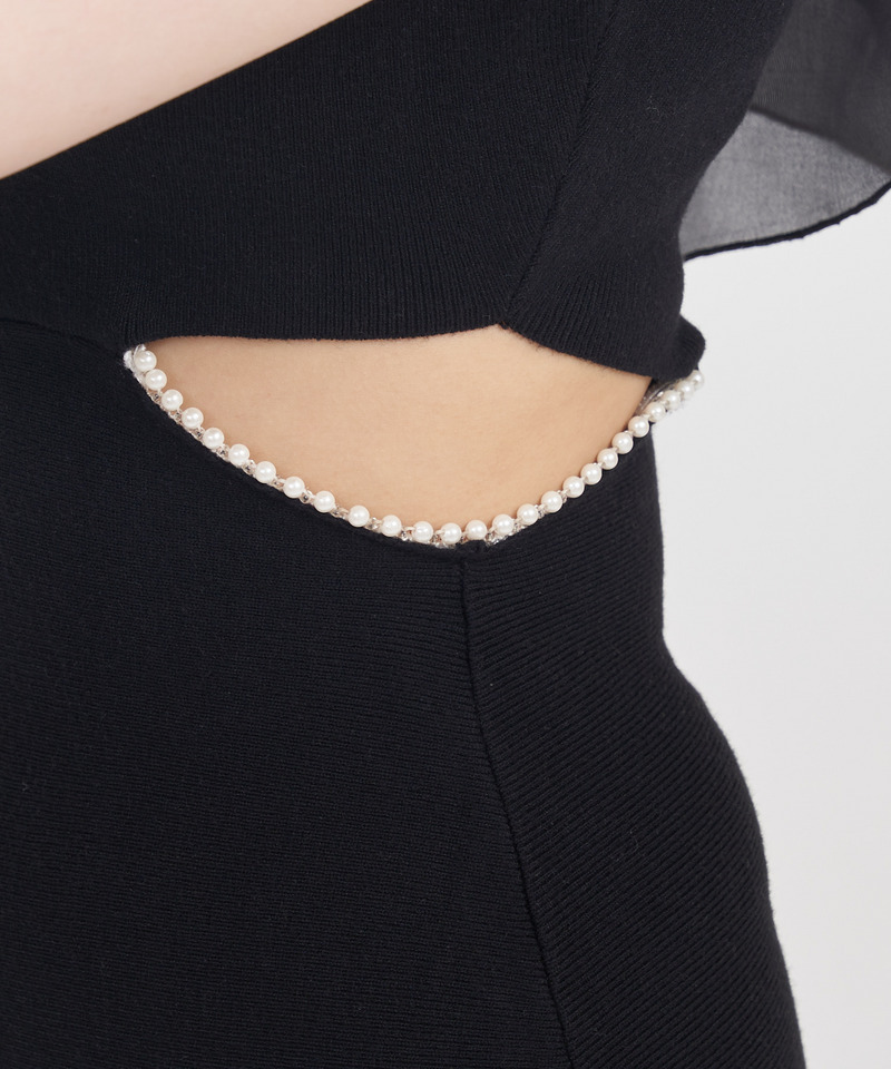 バックリボンウエストカットパールマーメイドワンピース 詳細画像 ボルドー 6