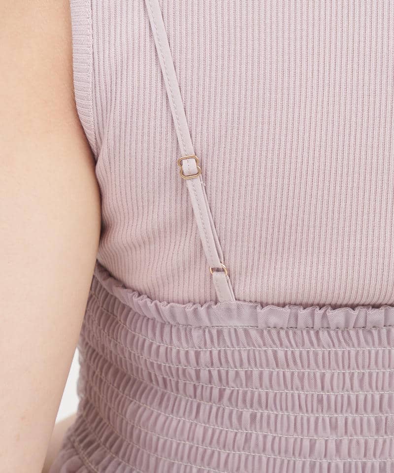 チュールキャミバルーンペプラムレイヤードトップス 詳細画像 ピンク 5