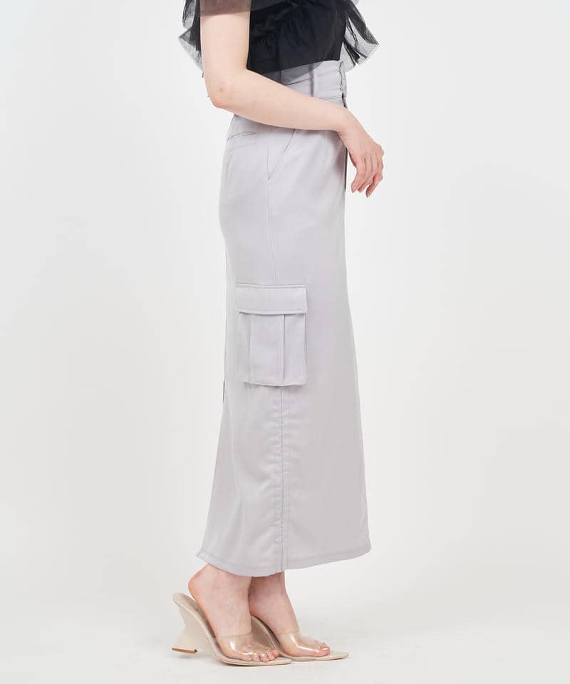 カーゴロングタイトスカート 詳細画像 グレー 2