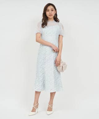 チュールドッキングジャガードマーメイドワンピース