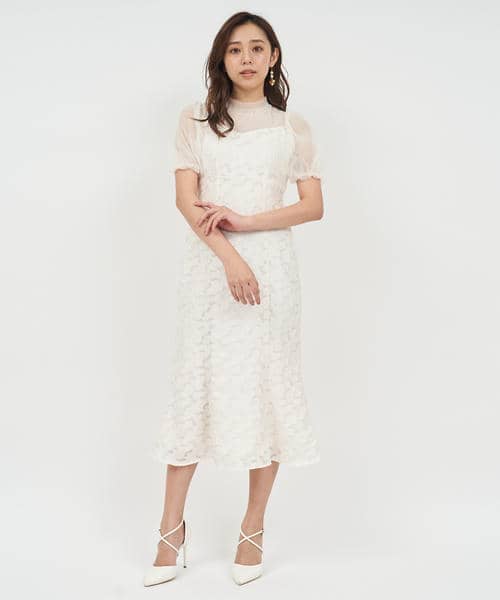 チュールドッキングジャガードマーメイドワンピース 詳細画像
