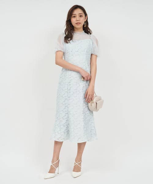 チュールドッキングジャガードマーメイドワンピース 詳細画像