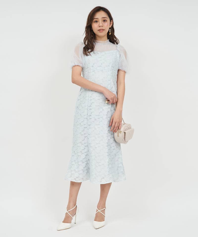 チュールドッキングジャガードマーメイドワンピース 詳細画像 グリーン 1