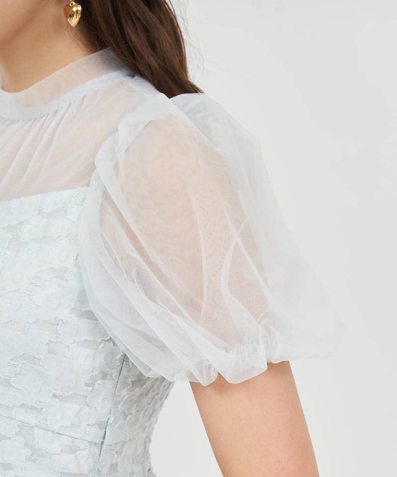 チュールドッキングジャガードマーメイドワンピース 詳細画像 グリーン 5