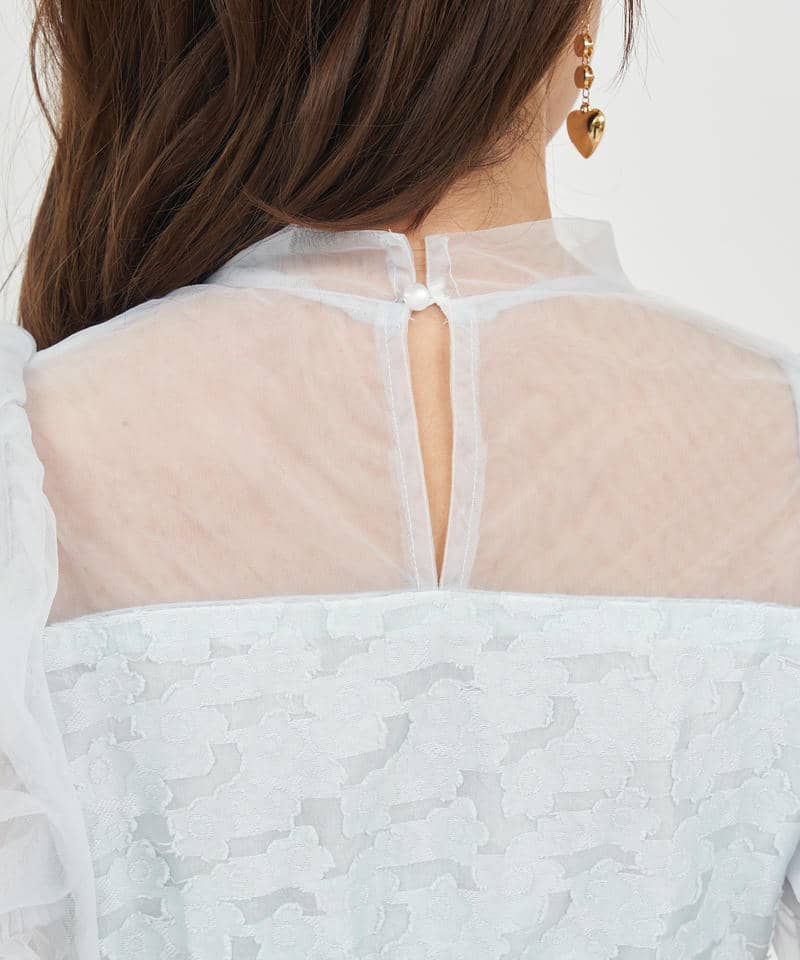 チュールドッキングジャガードマーメイドワンピース 詳細画像 グリーン 7