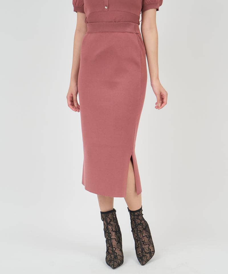 スリットタイトニットスカート 詳細画像 ブラウン 1