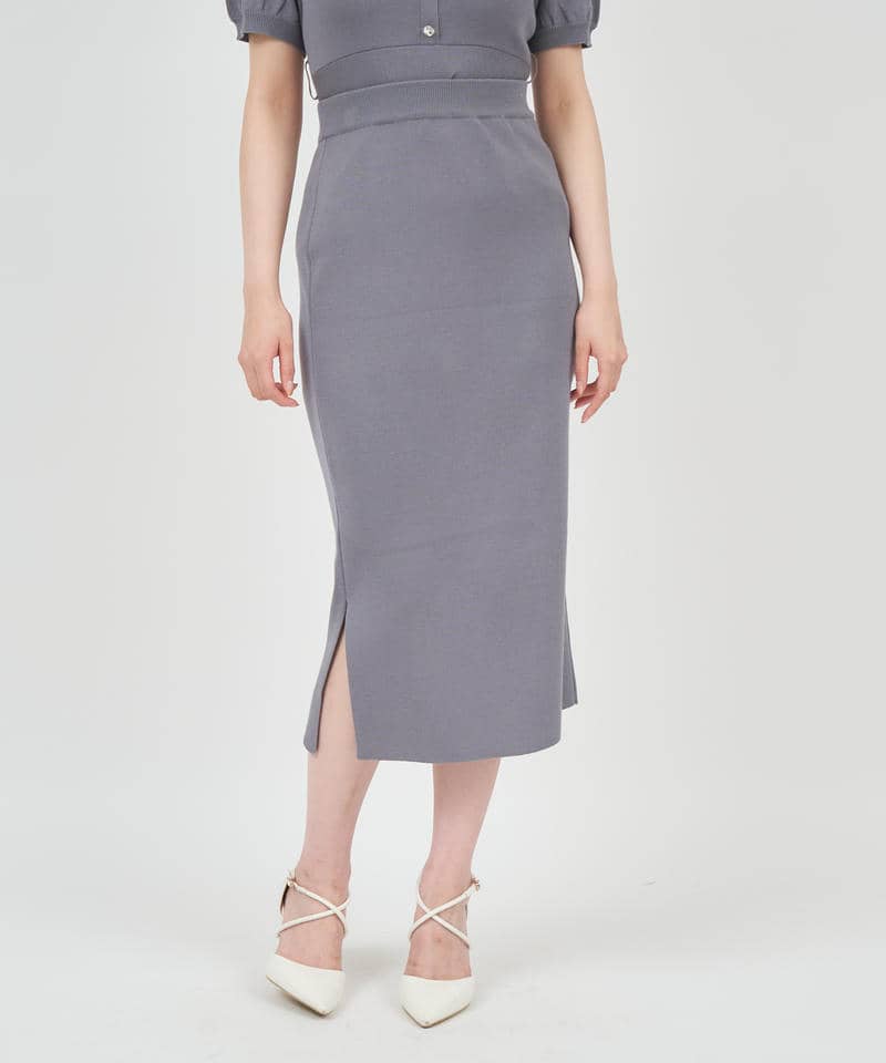 スリットタイトニットスカート 詳細画像 グレー 1