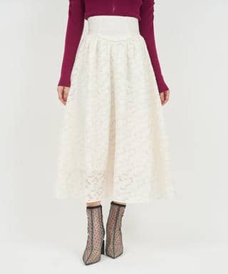 ハイウエストジャガードフレアスカート