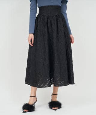 ハイウエストジャガードフレアスカート