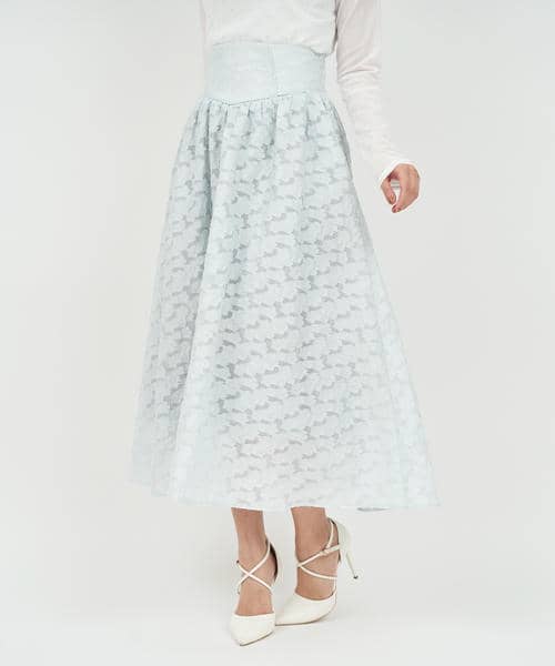 ハイウエストジャガードフレアスカート 詳細画像