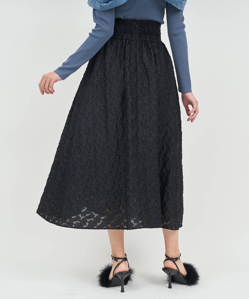 ハイウエストジャガードフレアスカート 詳細画像 ブラック 3