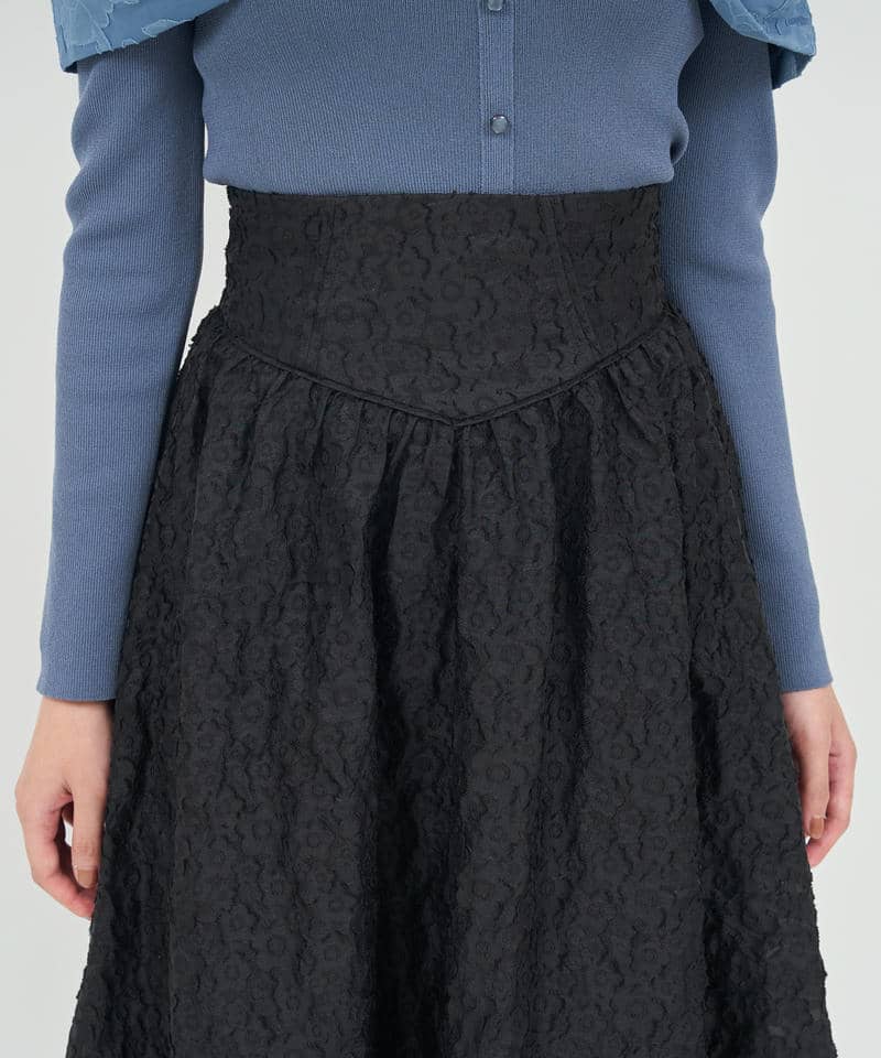 ハイウエストジャガードフレアスカート 詳細画像 ブラック 4