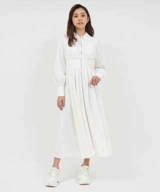 コルセット風フロントZIPシャツワンピース