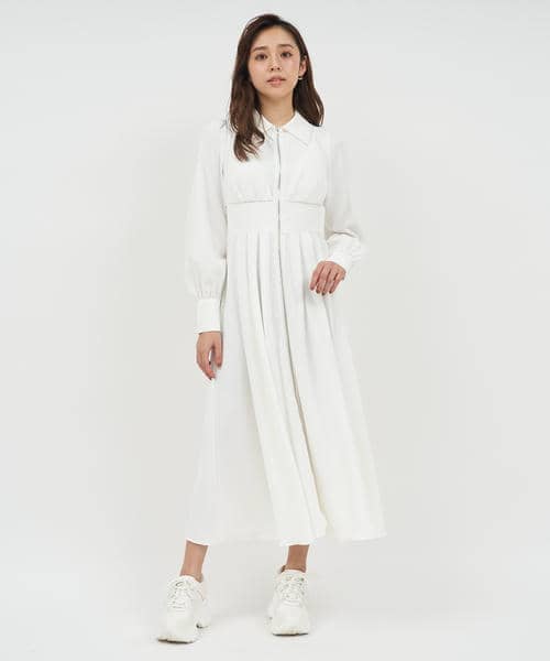 コルセット風フロントZIPシャツワンピース 詳細画像