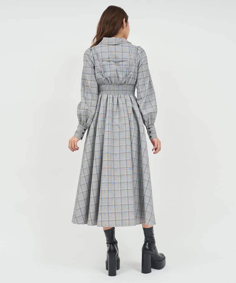 コルセット風フロントZIPシャツワンピース 詳細画像 チェック 3