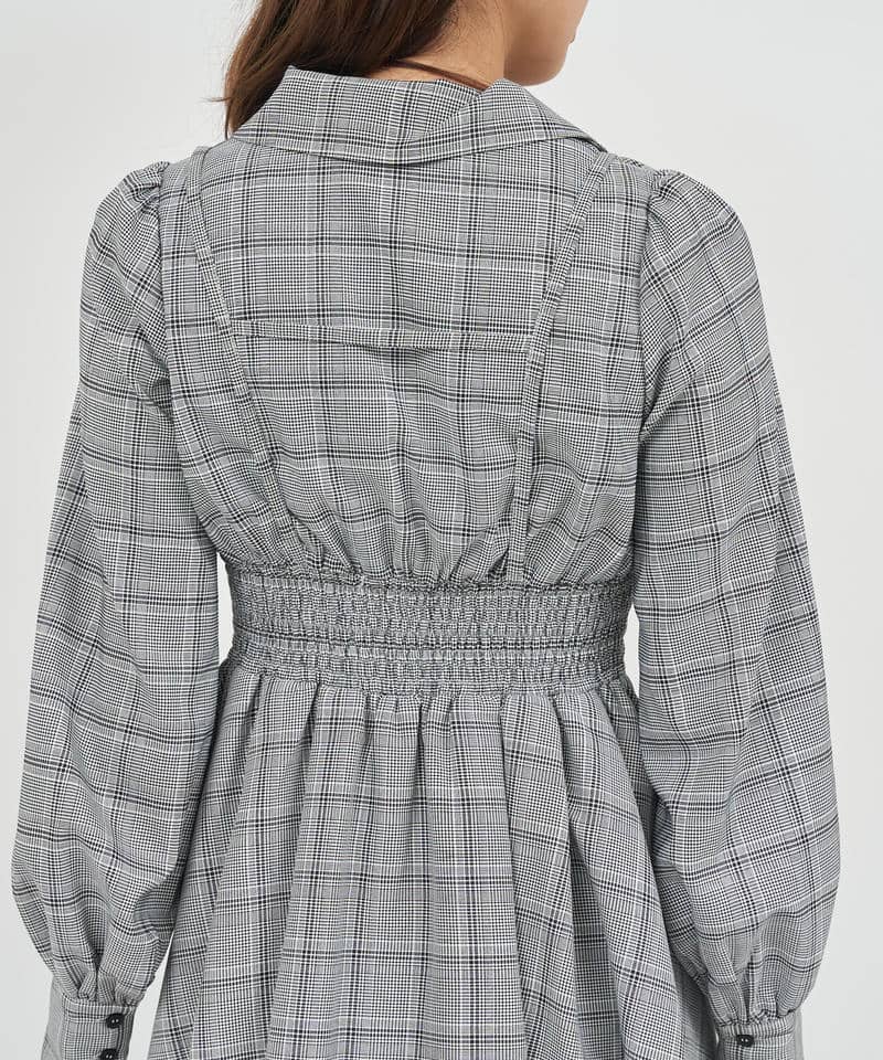 コルセット風フロントZIPシャツワンピース 詳細画像 チェック 7