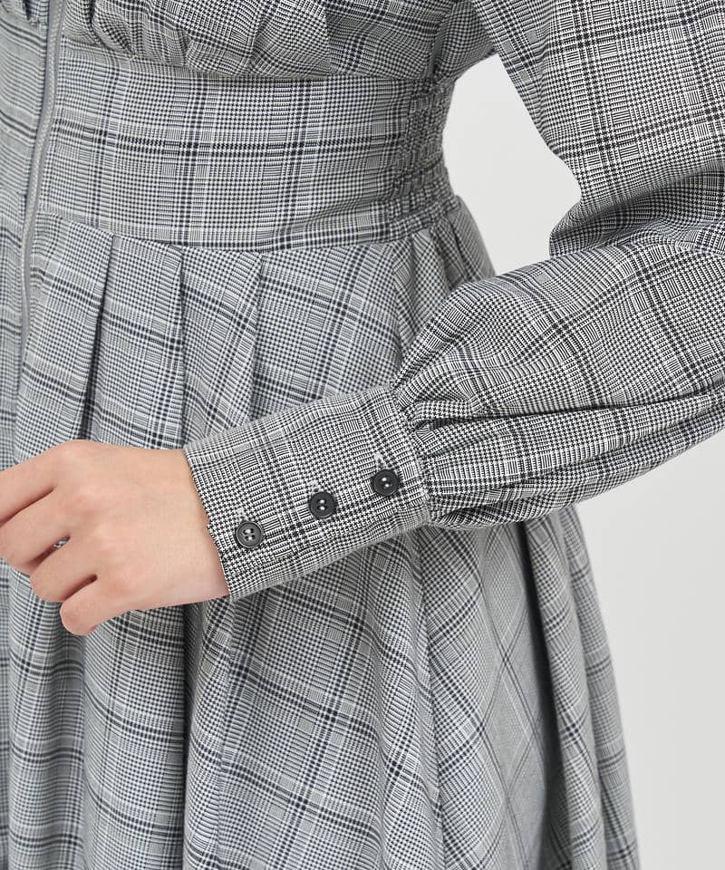 コルセット風フロントZIPシャツワンピース 詳細画像 チェック 9