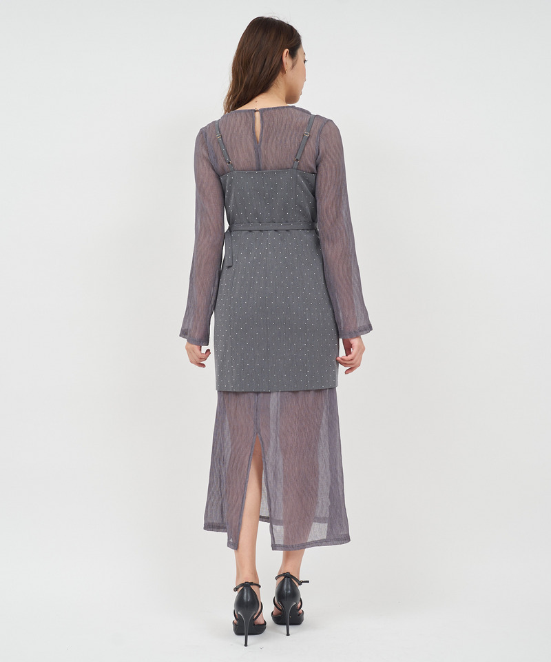 ダブルボタンシアーレイヤードロングワンピース 詳細画像 ブラック 4