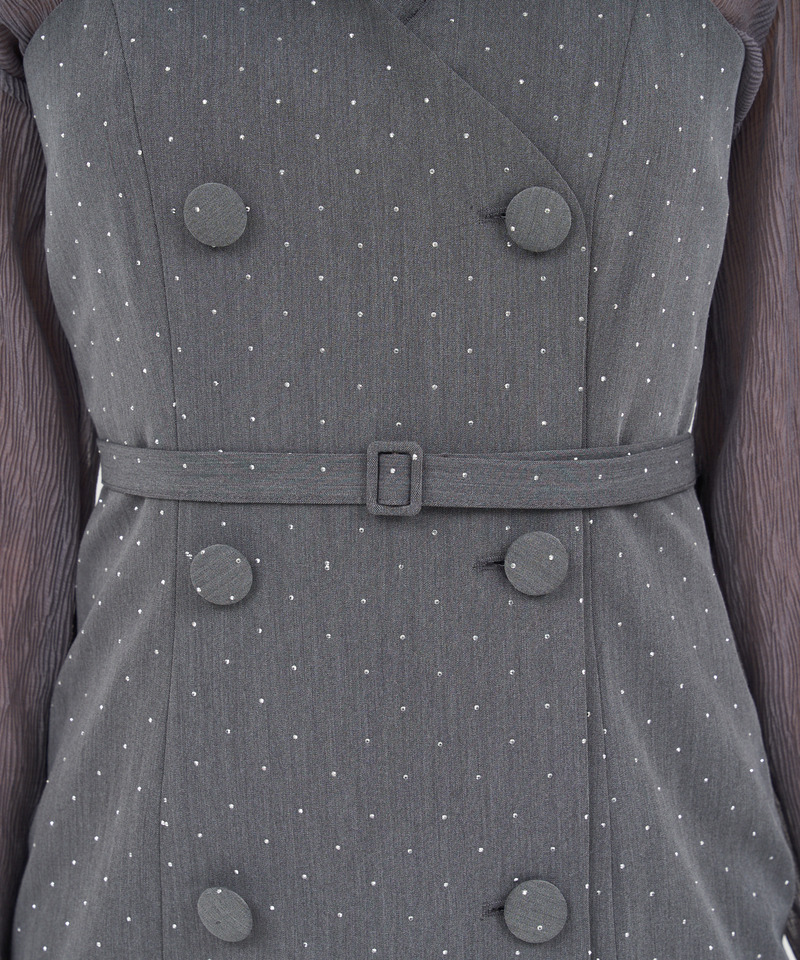 ダブルボタンシアーレイヤードロングワンピース 詳細画像 ブラック 9