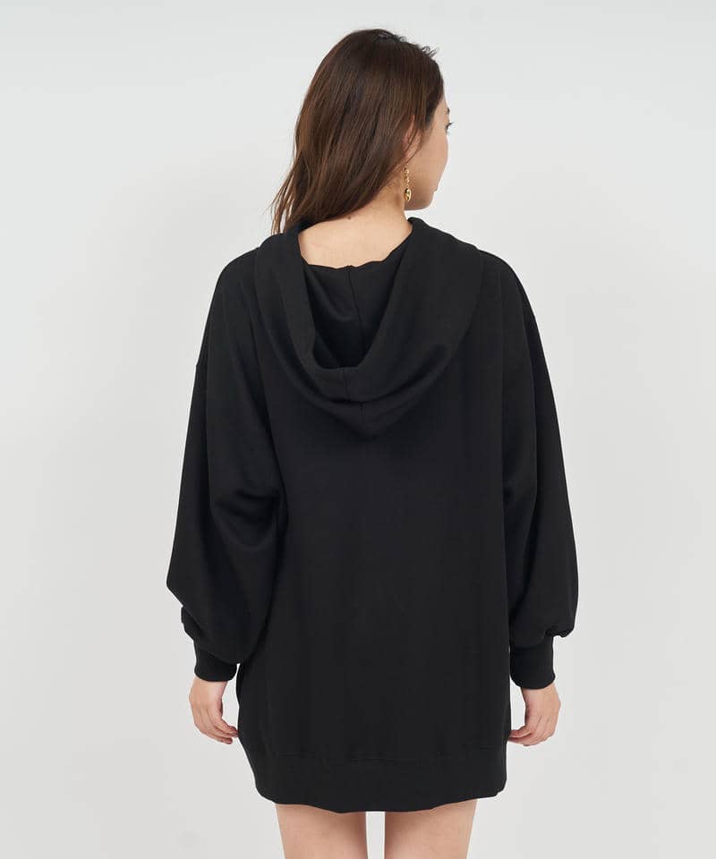 サイドZIPパーカーミニワンピース 詳細画像 ブラック 3