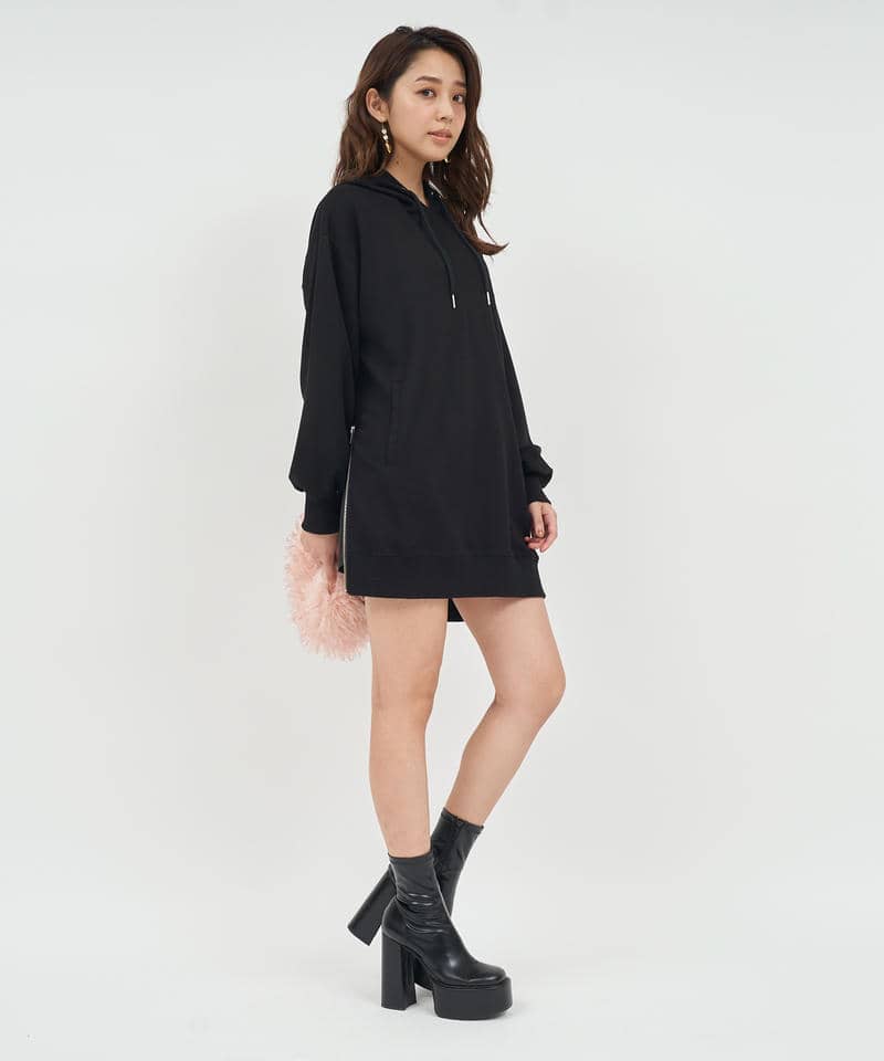 サイドZIPパーカーミニワンピース 詳細画像 ブラック 9