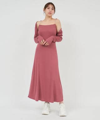 ボレロ付ビジューストラップワンピース