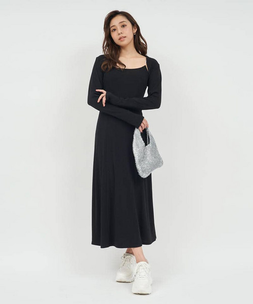 ボレロ付ビジューストラップワンピース 詳細画像